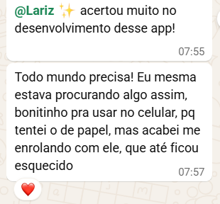 @Lariz acertou muito no desenvolvimento desse app! todo mundo precisa
